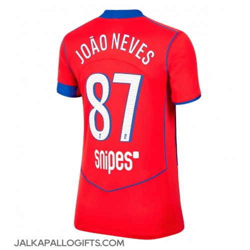 Paris Saint-Germain Joao Neves #87 Kolmaspaita Naiset 2025-26 Lyhythihainen